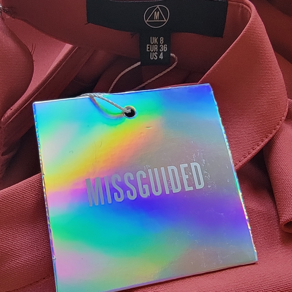 Missguided | One Shoulder Choker Neck Bodycon Rust Color Mini Dress Size 4 - Picture 10 of 12